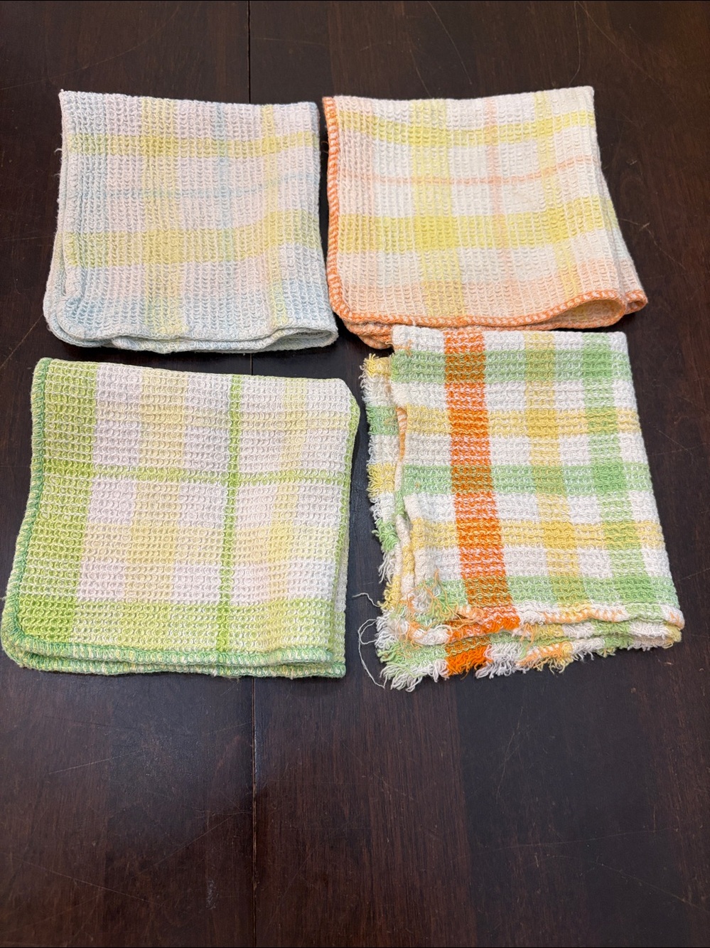 4 vintage multicolor dish cloths